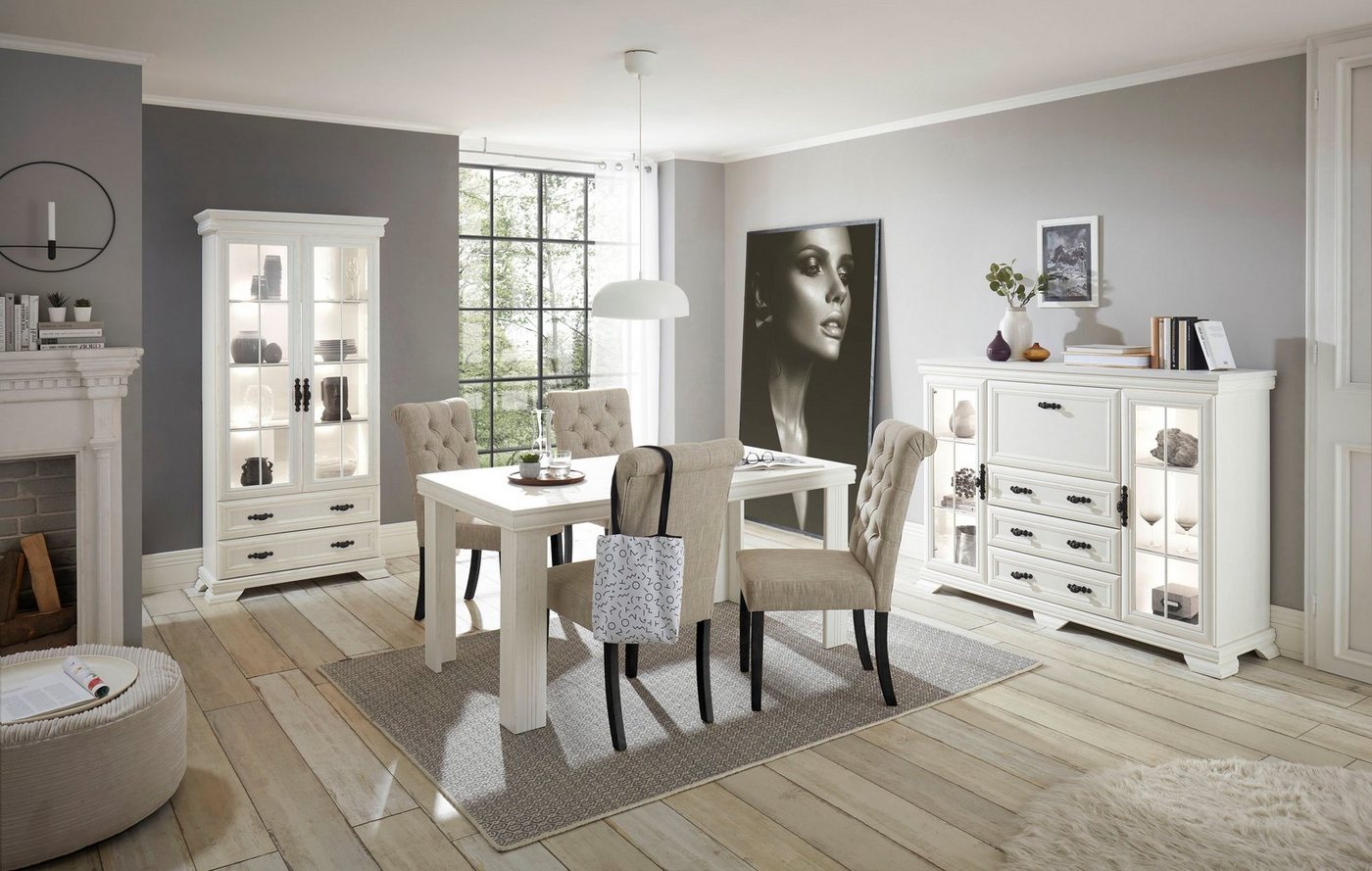 OTTO home Highboard Royal, eleganter Schrank, Hochkommode, Stauraumelement im Landhausstil, dekorative Rahmenoptik, Metallgriffe, viel Stauraum, 158 cm breit – Bild 5 von 5