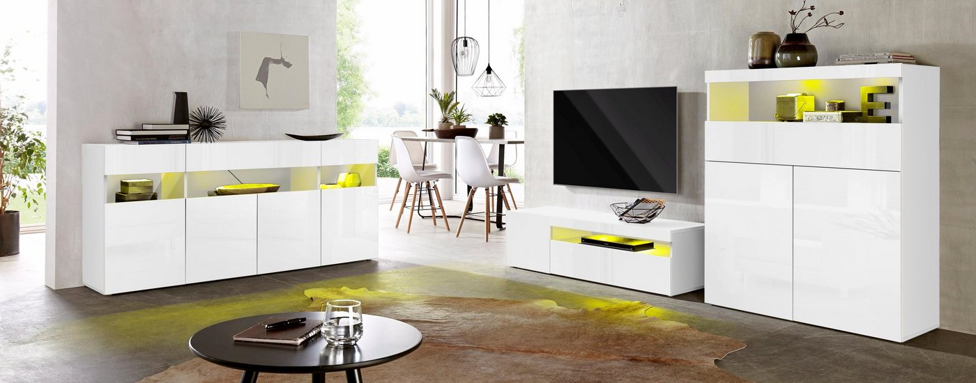 OTTO home Highboard Schrank, Hochschrank, Hochkommode, mit 2 Türen und 1 Schubkasten, Breite 100 cm, ohne Beleuchtung – Bild 2 von 5