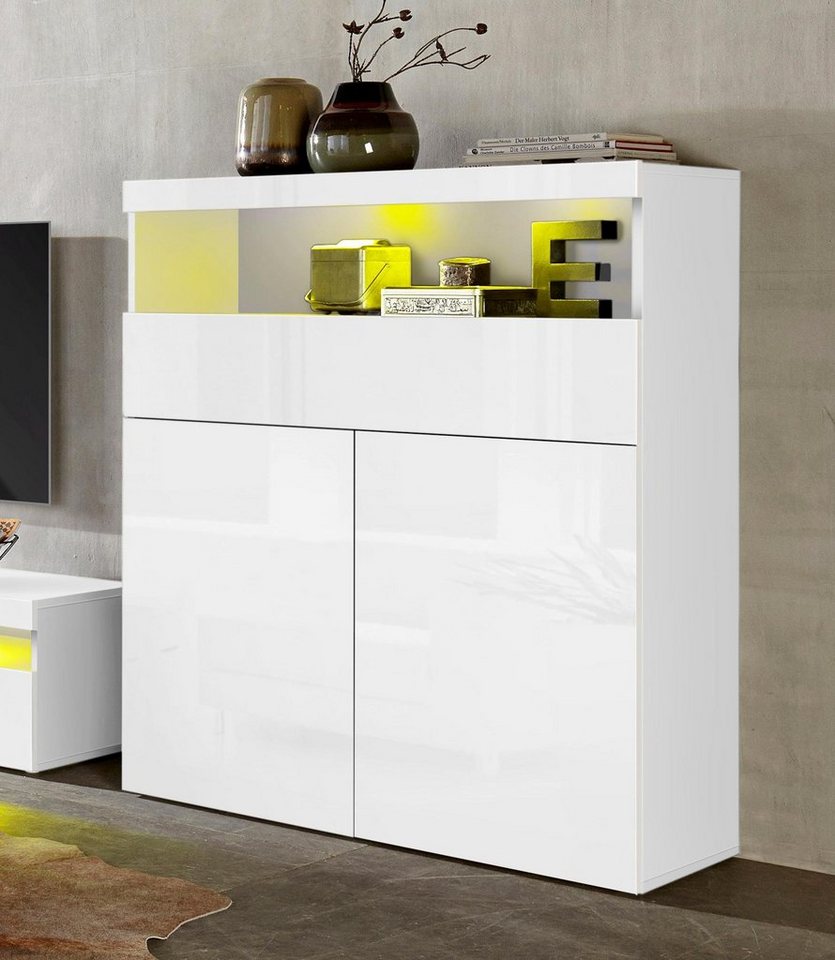 OTTO home Highboard Schrank, Hochschrank, Hochkommode, mit 2 Türen und 1 Schubkasten, Breite 100 cm, ohne Beleuchtung – Bild 3 von 5