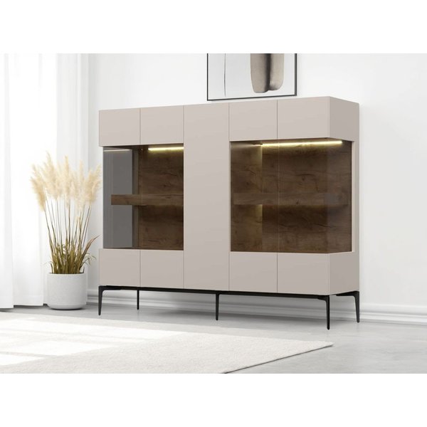 OTTO home Highboard Sky45 Kommode mit Glastüren, Höhe 142 cm, Vitrine, Lackiert mit wasserbasiertem UV-Lack