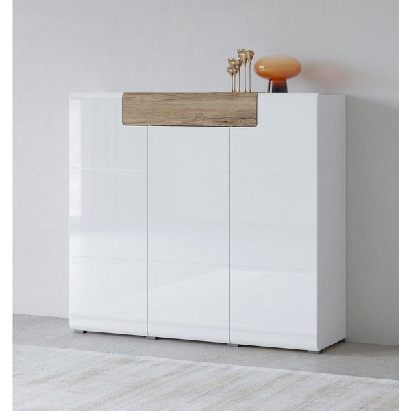 OTTO home Highboard Toledo,Breite 147,5 cm,trendige Hochkommode mit 3 Türen 1SK, Hochschrank mit viel Stauraum, stylische Hochglanzfronten
