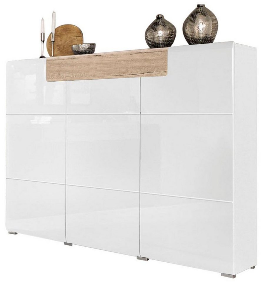 OTTO home Highboard Toledo,Breite 147,5 cm,trendige Hochkommode mit 3 Türen 1SK, Hochschrank mit viel Stauraum, stylische Hochglanzfronten – Bild 2 von 5