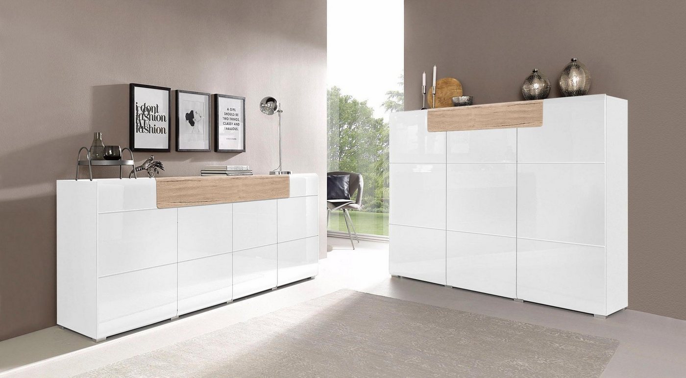 OTTO home Highboard Toledo,Breite 147,5 cm,trendige Hochkommode mit 3 Türen 1SK, Hochschrank mit viel Stauraum, stylische Hochglanzfronten – Bild 5 von 5