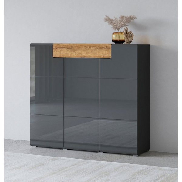 OTTO home Highboard Toledo,Breite 147,5 cm,trendige Hochkommode mit 3 Türen 1SK, Hochschrank mit viel Stauraum, stylische Hochglanzfronten
