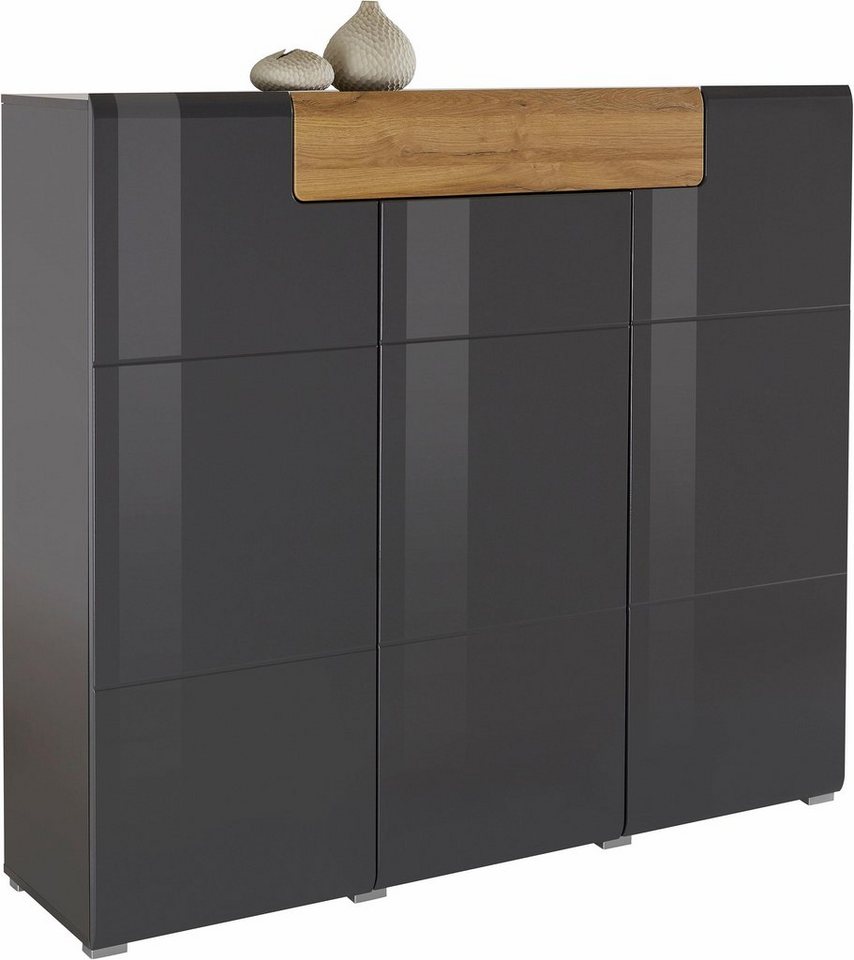 OTTO home Highboard Toledo,Breite 147,5 cm,trendige Hochkommode mit 3 Türen 1SK, Hochschrank mit viel Stauraum, stylische Hochglanzfronten – Bild 2 von 5