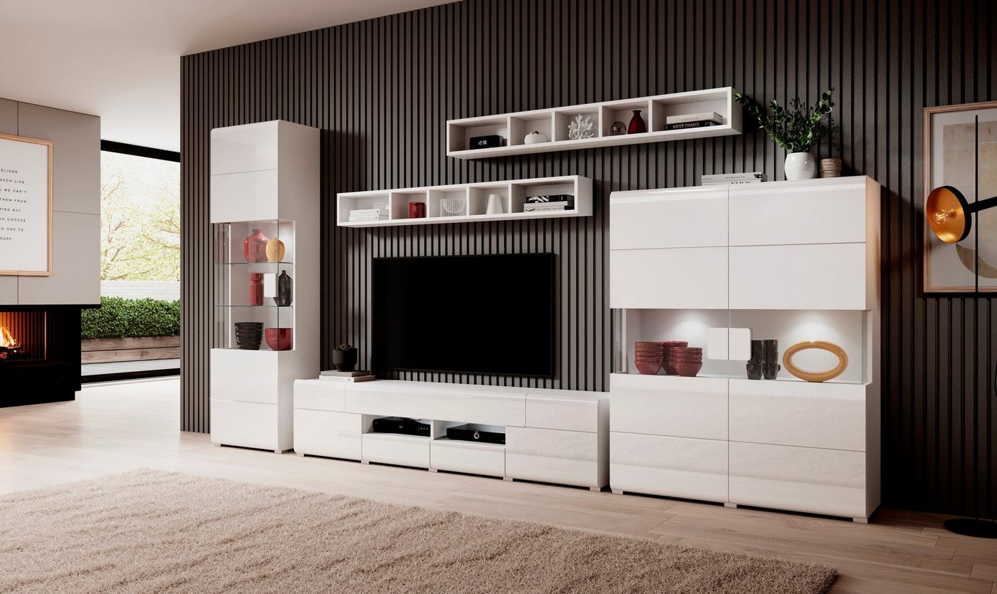 OTTO home Highboard Toledo,Breite 121,5 cm, trendige Hochkommode mit 2 Türen, Hochschrank mit Glas-Partien,stylische Hochglanzfronten – Bild 5 von 5