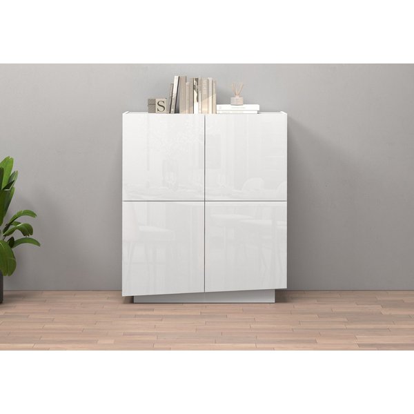 OTTO home Highboard VELA, Höhe 120 cm, Design mit schrägen Türen, 8 Fächer, Made in Italy (1 St), Hochglanz lackierte Fronten, Maße-B/T/H: 100x35x120,Anrichte,K