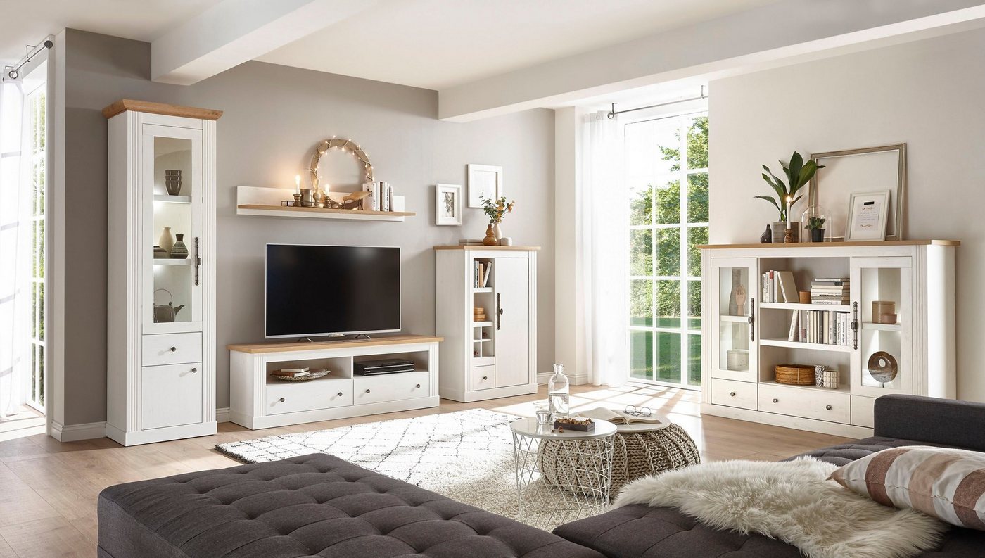 OTTO home Highboard Westminster, Schrank im Landhausstil, Hochkommode, Stauraumelement, Metallgriffe, ausreichend Stauraum, in 2 Farben erhältlich – Bild 2 von 5