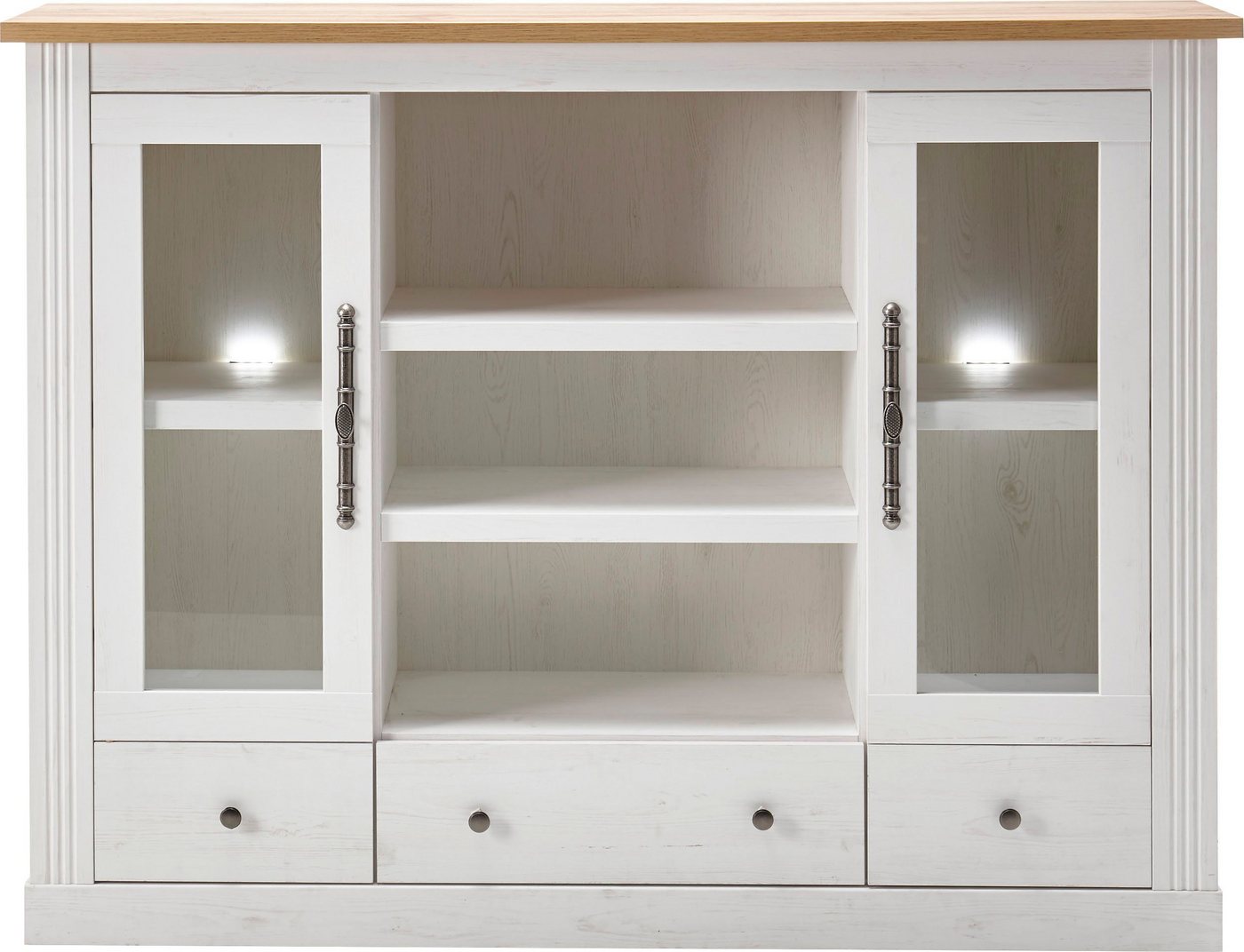 OTTO home Highboard Westminster, Schrank im Landhausstil, Hochkommode, Stauraumelement, Metallgriffe, ausreichend Stauraum, in 2 Farben erhältlich – Bild 3 von 5