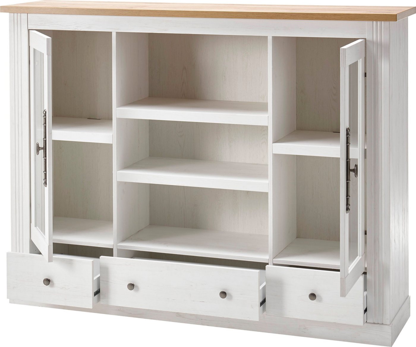 OTTO home Highboard Westminster, Schrank im Landhausstil, Hochkommode, Stauraumelement, Metallgriffe, ausreichend Stauraum, in 2 Farben erhältlich – Bild 4 von 5