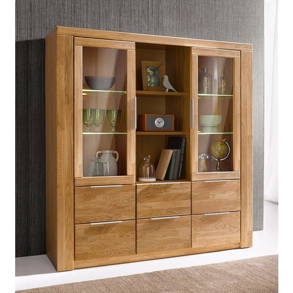 OTTO home Highboard Zara, 9 Fächer, 6 Schubkästen, B/T/H: 140/40/145, Metallgriffe