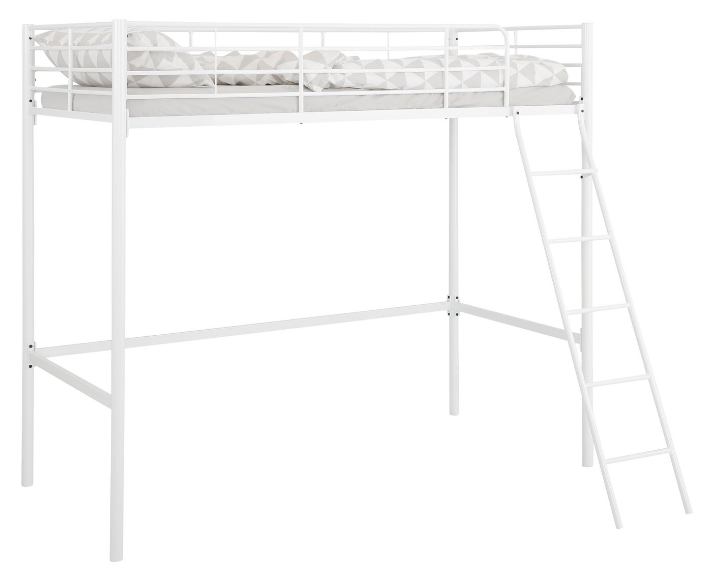 OTTO home Hochbett Hayo, Zeitloses Metallbett, in mehreren Farben (Gesamtmaße (B/T/H) ca. 208/159/186 cm) inkl. Lattenrost, Absturzsicherung und Leiter aus Meta – Bild 5 von 5