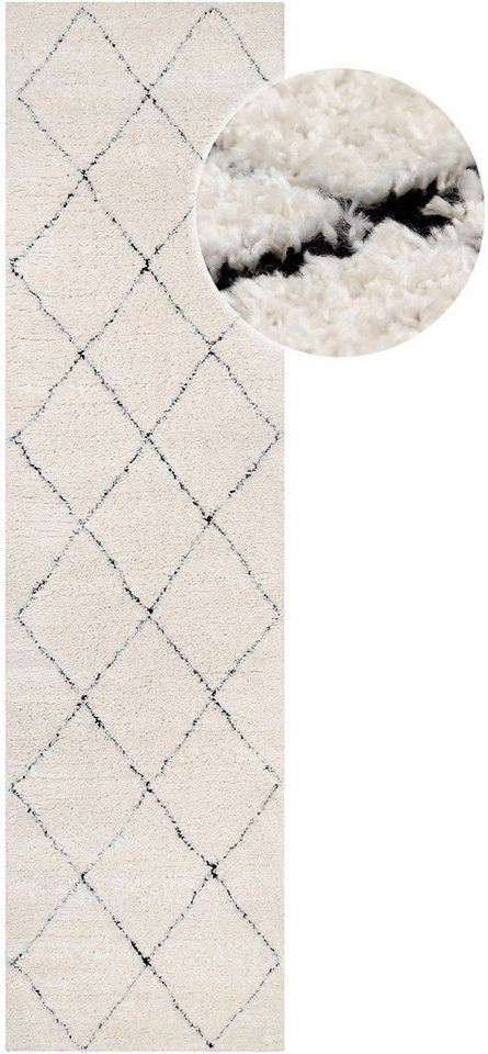 OTTO home Hochflor-Teppich Aveline, auch als Läufer erhältlich, rechteckig, Höhe: 35 mm, Langflor, Shaggy im Berber Stil, geometrisch, Raute, Wohnzimmer – Bild 2 von 5