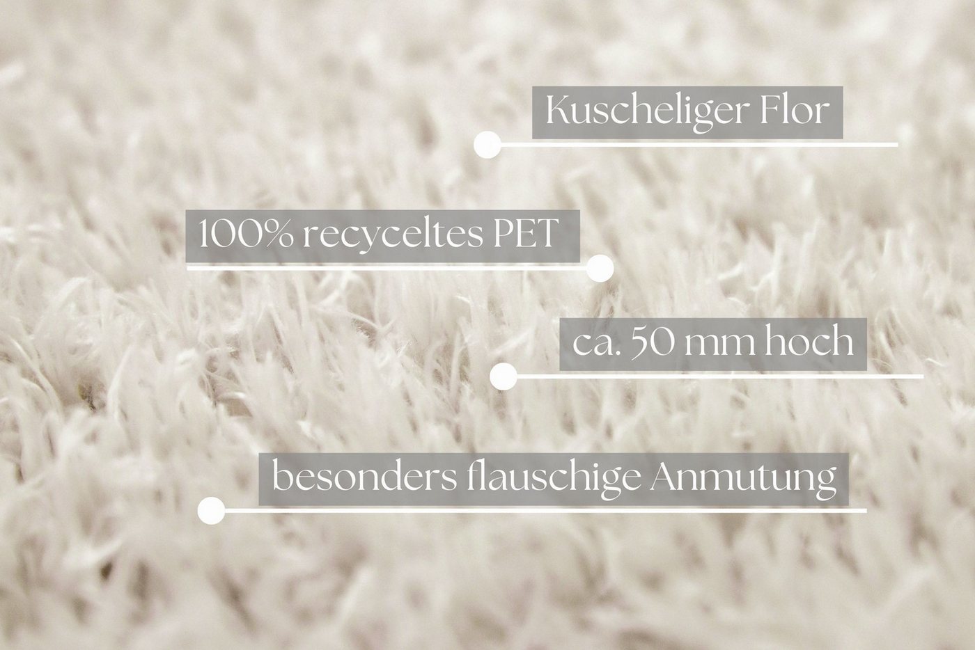 OTTO home Hochflor-Teppich Josetta, auch als Läufer erhältlich, rund, Höhe: 50 mm, Langflor, Shaggy, dichter weicher Hochflor, uni farben, Wohnzimmer – Bild 4 von 5