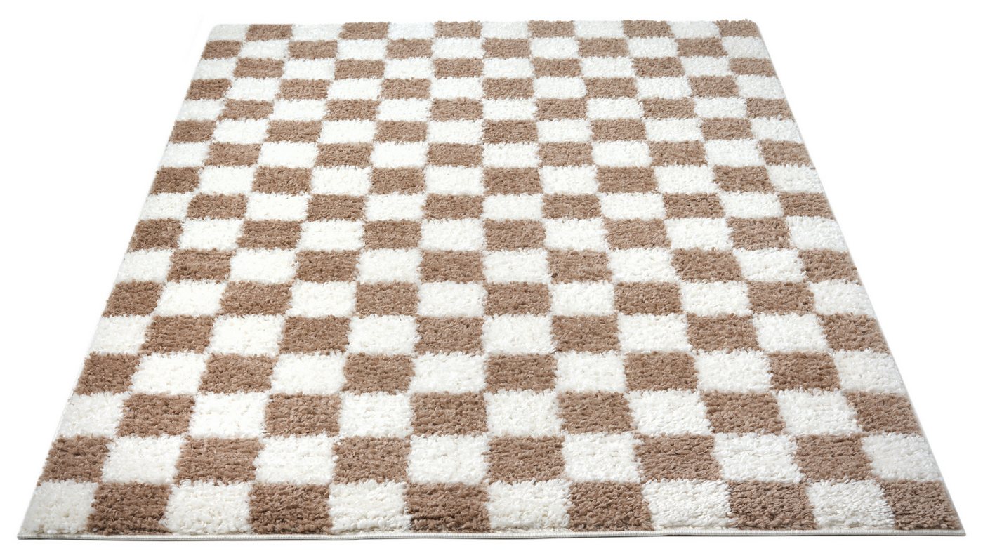 OTTO home Hochflor-Teppich Kiiki, Karo-Muster, rechteckig, Höhe: 30 mm, Kariert, auffälliges Schachbrettmuster, Wohnzimmer, Schlafzimmer – Bild 3 von 5