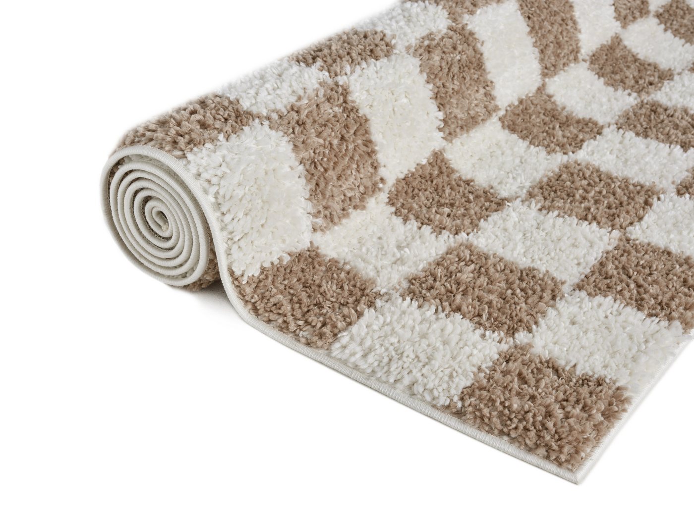 OTTO home Hochflor-Teppich Kiiki, Karo-Muster, rechteckig, Höhe: 30 mm, Kariert, auffälliges Schachbrettmuster, Wohnzimmer, Schlafzimmer – Bild 4 von 5