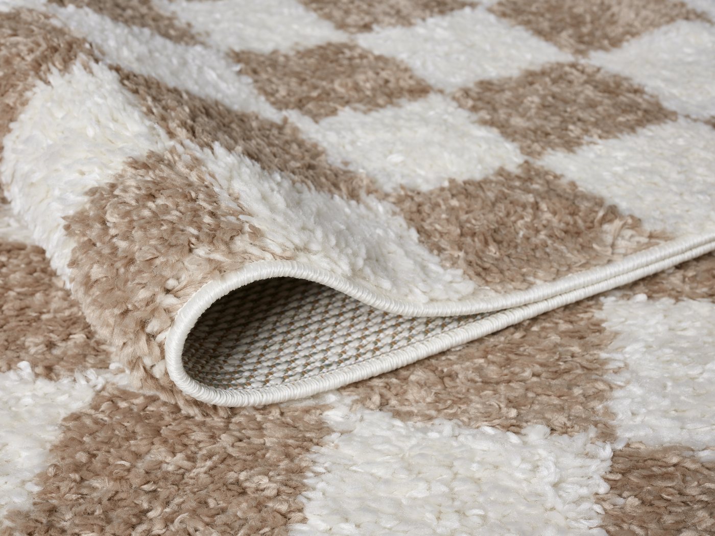 OTTO home Hochflor-Teppich Kiiki, Karo-Muster, rechteckig, Höhe: 30 mm, Kariert, auffälliges Schachbrettmuster, Wohnzimmer, Schlafzimmer – Bild 5 von 5