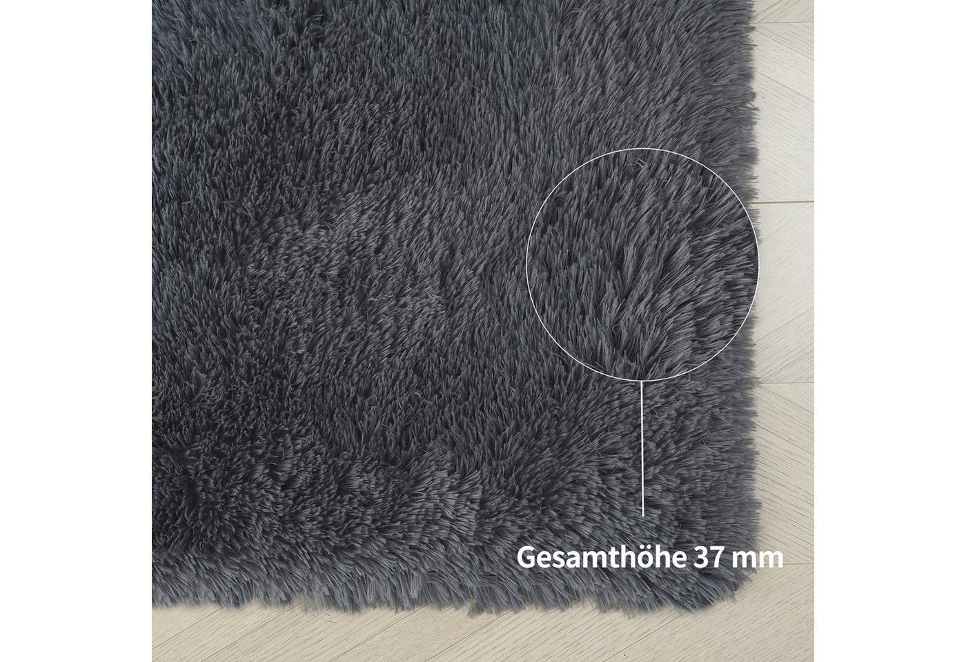 OTTO home Hochflor-Teppich Leava, besonders weich und kuschelig, leichter Glanz, rechteckig, Höhe: 37 mm, uni, Mikrofaser Teppiche, Plüsch, Wohnzimmer, Schlafzi – Bild 5 von 5
