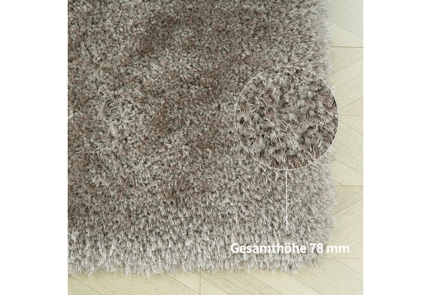 OTTO home Hochflor-Teppich Micro exclusiv Teppich, sehr hoher Flor, weich durch Mikrofaser, rechteckig, Höhe: 78 mm, sehr weich, flauschig, uni, Wohnzimmer, Sch – Bild 4 von 5