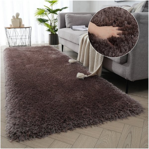 OTTO home Hochflor-Teppich Micro exclusiv Teppich, sehr hoher Flor, weich durch Mikrofaser, rechteckig, Höhe: 78 mm, sehr weich, flauschig, uni, Wohnzimmer, Sch