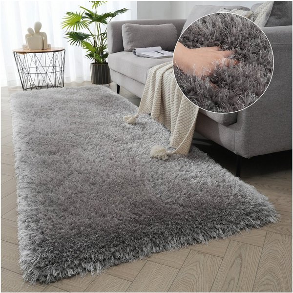 OTTO home Hochflor-Teppich Micro exclusiv Teppich, sehr hoher Flor, weich durch Mikrofaser, rechteckig, Höhe: 78 mm, sehr weich, flauschig, uni, Wohnzimmer, Sch