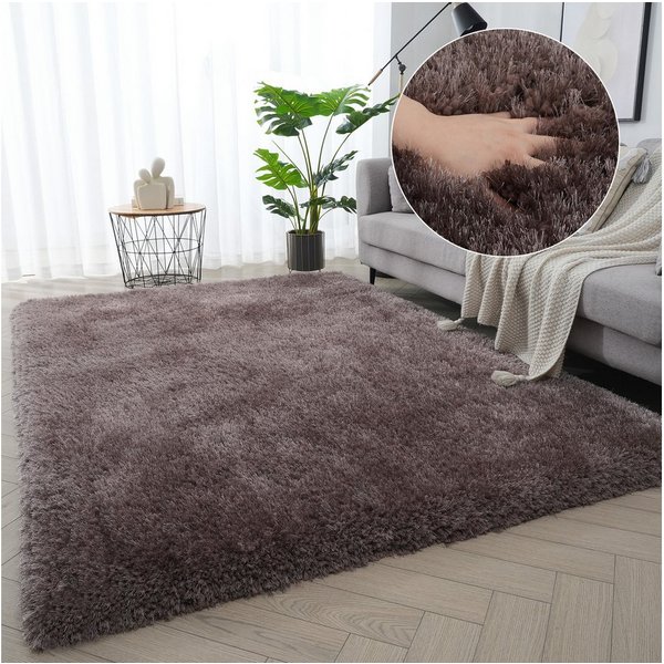 OTTO home Hochflor-Teppich Micro exclusiv Teppich, sehr hoher Flor, weich durch Mikrofaser, rechteckig, Höhe: 78 mm, sehr weich, flauschig, uni, Wohnzimmer, Sch