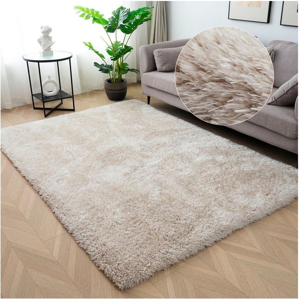 OTTO home Hochflor-Teppich Micro Shaggy, aus weicher Mikrofaser, rechteckig, Höhe: 53 mm, weich, flauschig, Uni-Farben, Wohnzimmer, Schlafzimmer, Kinderzimmer