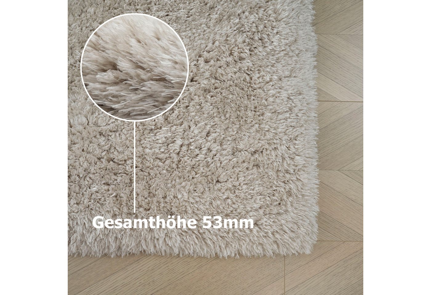 OTTO home Hochflor-Teppich Micro Shaggy, aus weicher Mikrofaser, rechteckig, Höhe: 53 mm, weich, flauschig, Uni-Farben, Wohnzimmer, Schlafzimmer, Kinderzimmer – Bild 5 von 5