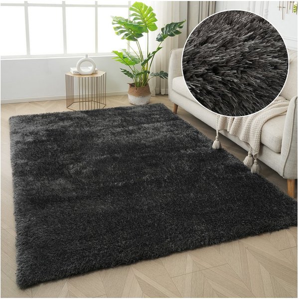 OTTO home Hochflor-Teppich Micro Shaggy, aus weicher Mikrofaser, rechteckig, Höhe: 53 mm, weich, flauschig, Uni-Farben, Wohnzimmer, Schlafzimmer, Kinderzimmer