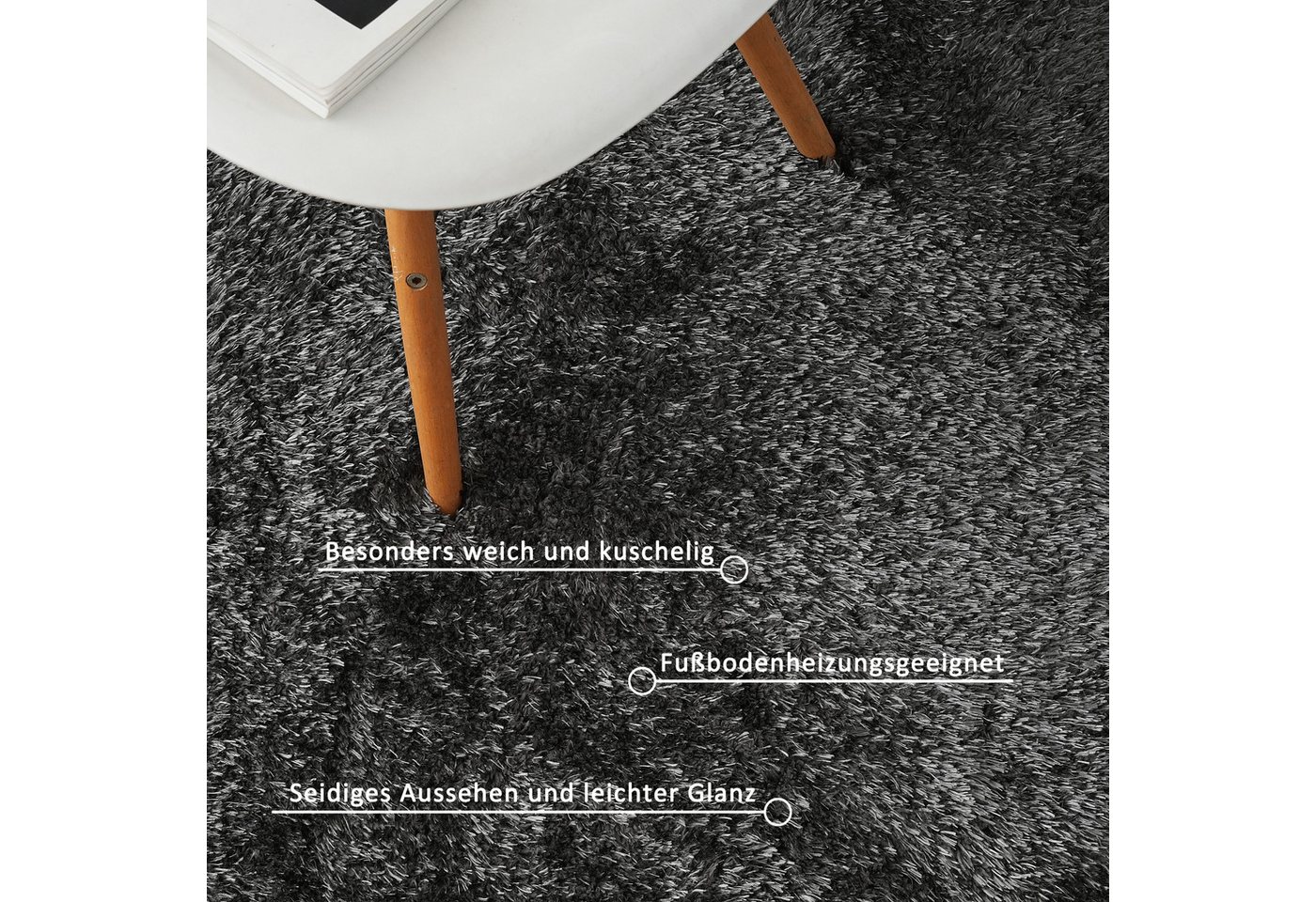 OTTO home Hochflor-Teppich Micro Shaggy, aus weicher Mikrofaser, rechteckig, Höhe: 53 mm, weich, flauschig, Uni-Farben, Wohnzimmer, Schlafzimmer, Kinderzimmer – Bild 4 von 5