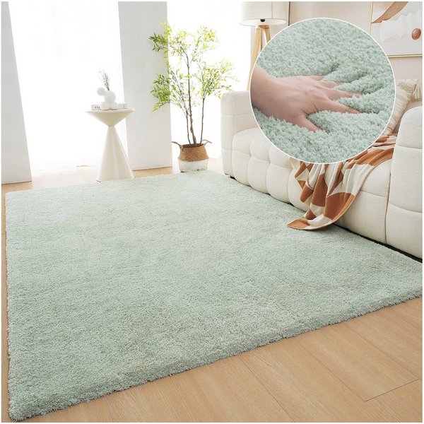 OTTO home Hochflor-Teppich Microfaser Teppich Magong, besonders weich, sehr feiner Flor, rechteckig, Höhe: 25 mm, uni, Wohnzimmer, Schlafzimmer, Kinderzimmer, a