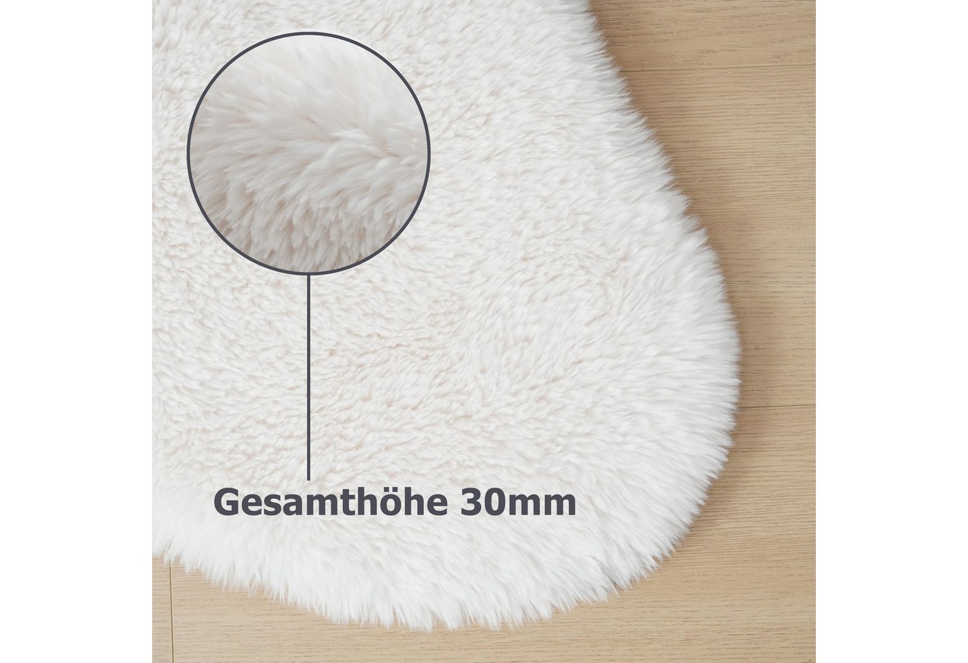 OTTO home Hochflor-Teppich Mollin, Fellform, leichter Glanz, rechteckig, Höhe: 30 mm, Kunstfell, Fellimitat, waschbar, flauschig, weich, Wohnzimmer – Bild 5 von 5
