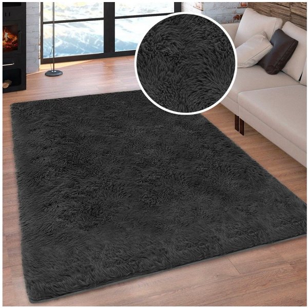 OTTO home Hochflor-Teppich Silky, besonders weich und kuschelig, sehr dichte Qualität, rechteckig, Höhe: 33 mm, rutschhemmend beschichtet, waschbar, uni, Wohnzi