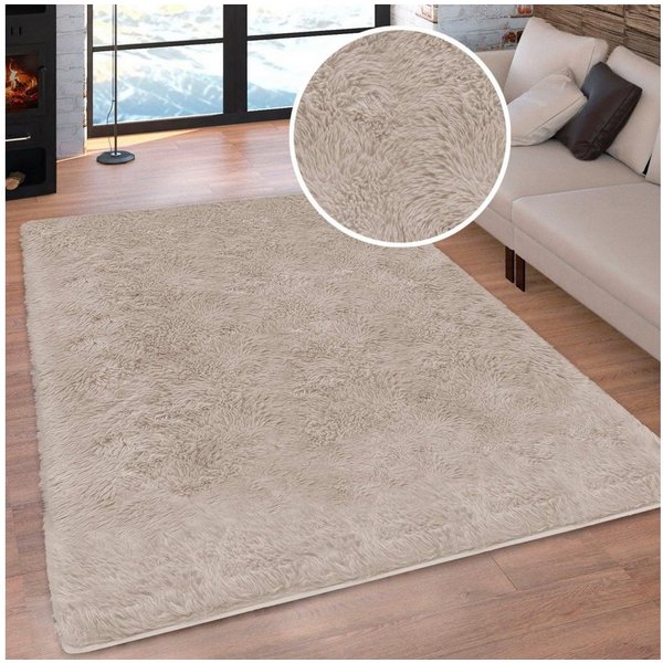 OTTO home Hochflor-Teppich Silky, besonders weich und kuschelig, sehr dichte Qualität, rechteckig, Höhe: 33 mm, rutschhemmend beschichtet, waschbar, uni, Wohnzi