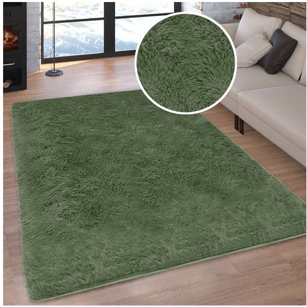 OTTO home Hochflor-Teppich Silky, besonders weich und kuschelig, sehr dichte Qualität, rechteckig, Höhe: 33 mm, rutschhemmend beschichtet, waschbar, uni, Wohnzi