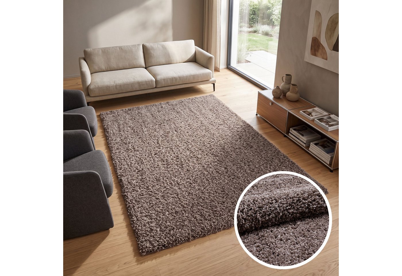 OTTO home Hochflor-Teppich Viva Shaggy, in Standard- und Premium-Qualität, 30 mm oder 45 mm Höhe, rechteckig, Uni Farben, einfarbig, weich, kuschelig, Läufer, K – Bild 2 von 5