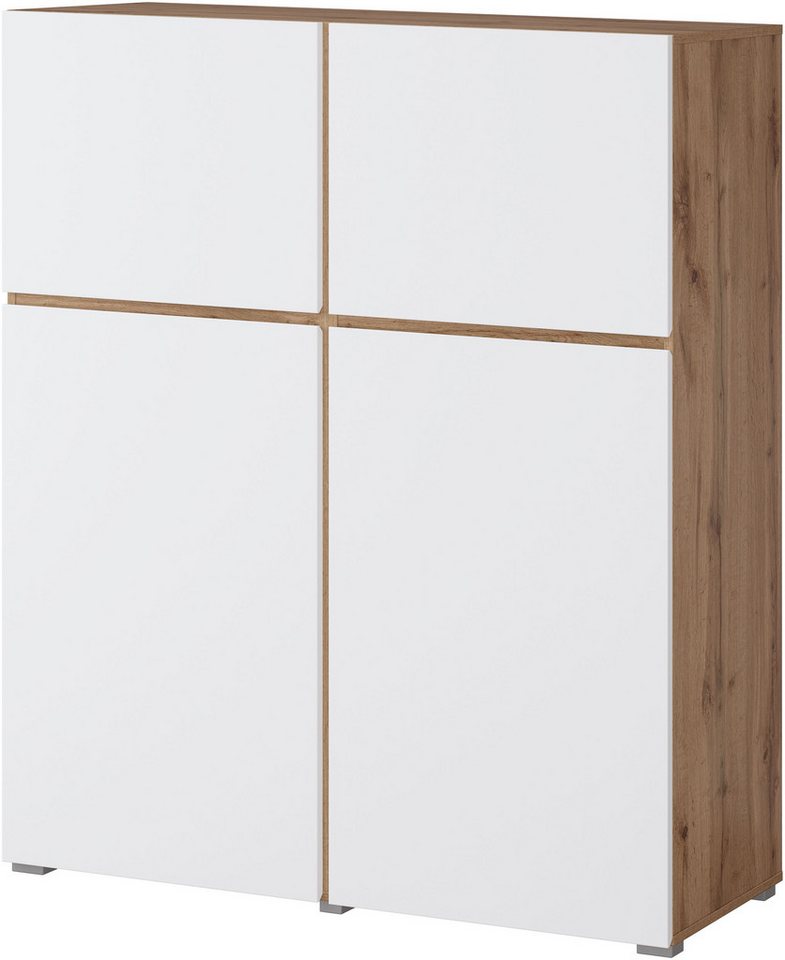 OTTO home Hochkommode Cross,Breite 119,5 cm, moderne grifflose Hochkommode mit 4 Türen, Hochschrank, Höhe 139 cm mit viel Stauraum, Einlegeböden verstellbar – Bild 2 von 5