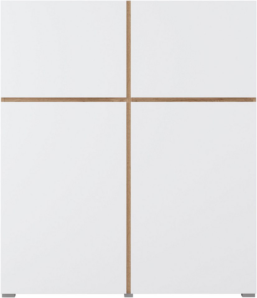 OTTO home Hochkommode Cross,Breite 119,5 cm, moderne grifflose Hochkommode mit 4 Türen, Hochschrank, Höhe 139 cm mit viel Stauraum, Einlegeböden verstellbar – Bild 4 von 5