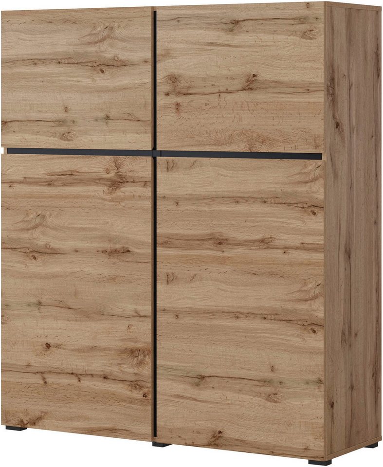 OTTO home Hochkommode Cross,Breite 119,5 cm, moderne grifflose Hochkommode mit 4 Türen, Hochschrank, Höhe 139 cm mit viel Stauraum, Einlegeböden verstellbar – Bild 2 von 5