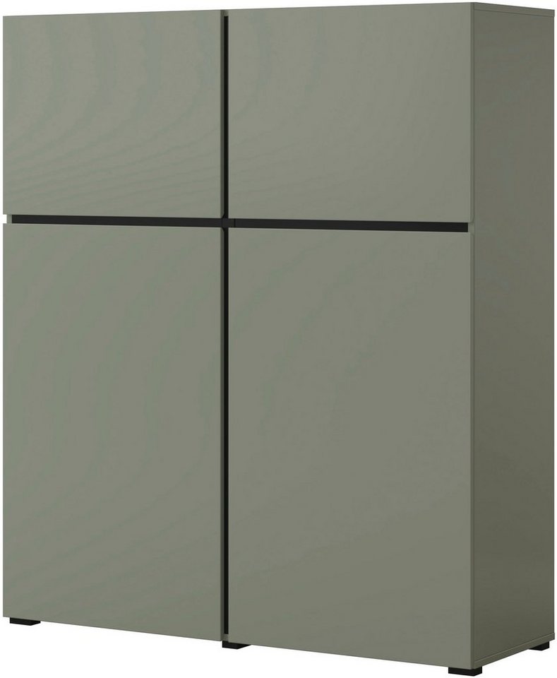 OTTO home Hochkommode Cross,Breite 119,5 cm, moderne grifflose Hochkommode mit 4 Türen, Hochschrank, Höhe 139 cm mit viel Stauraum, Einlegeböden verstellbar – Bild 2 von 5
