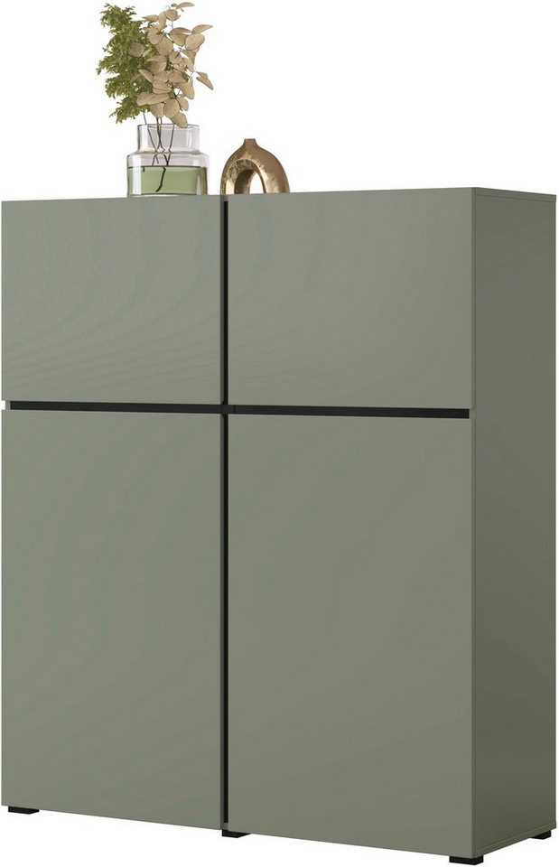 OTTO home Hochkommode Cross,Breite 119,5 cm, moderne grifflose Hochkommode mit 4 Türen, Hochschrank, Höhe 139 cm mit viel Stauraum, Einlegeböden verstellbar – Bild 3 von 5