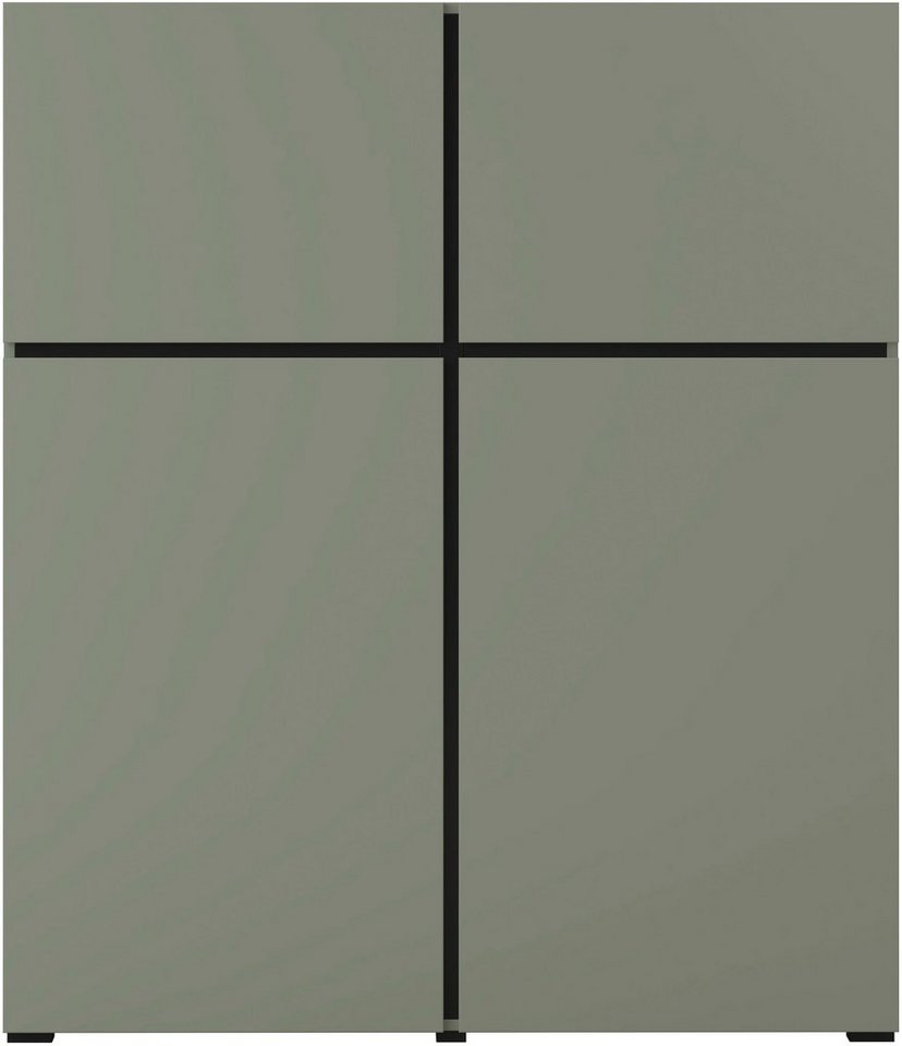OTTO home Hochkommode Cross,Breite 119,5 cm, moderne grifflose Hochkommode mit 4 Türen, Hochschrank, Höhe 139 cm mit viel Stauraum, Einlegeböden verstellbar – Bild 4 von 5