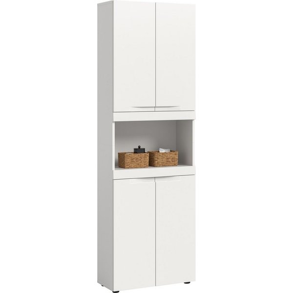 OTTO home Hochschrank MAOI, Höhe 194 cm, 4 Türen, 1 offenes Fach (insgesamt 7 Fächer, 4 Einlegeböden) Badezimmerschrank, Schrank, Badschrank, Midischrank, Bad, 