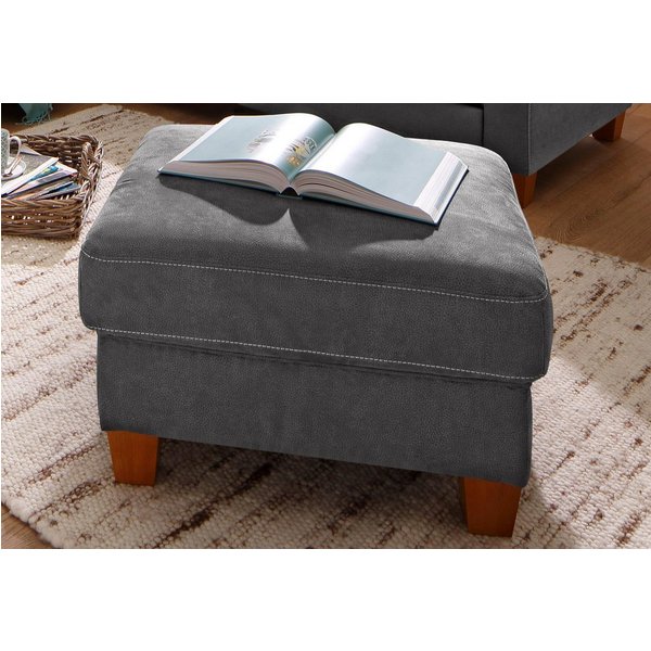 OTTO home Hocker Borkum, B: 75cm, Federkern-Polsterung, vielseitig nutzbar, Fußablage & Sitzgelegenheit, frei im Raum stellbar, Massivholzfüße