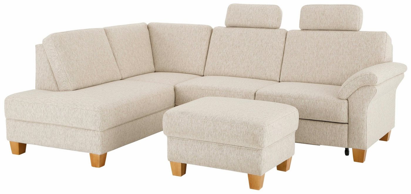 OTTO home Hocker Borkum, B: 75cm, Federkern-Polsterung, vielseitig nutzbar, Fußablage & Sitzgelegenheit, frei im Raum stellbar, Massivholzfüße – Bild 2 von 5