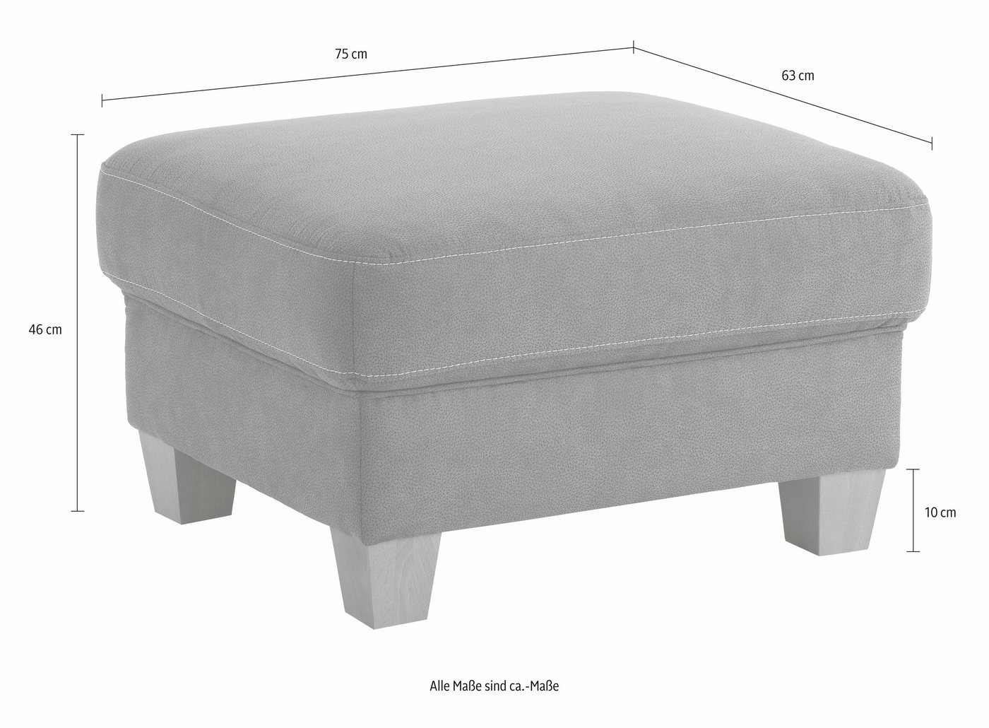 OTTO home Hocker Borkum, B: 75cm, Federkern-Polsterung, vielseitig nutzbar, Fußablage & Sitzgelegenheit, frei im Raum stellbar, Massivholzfüße – Bild 5 von 5
