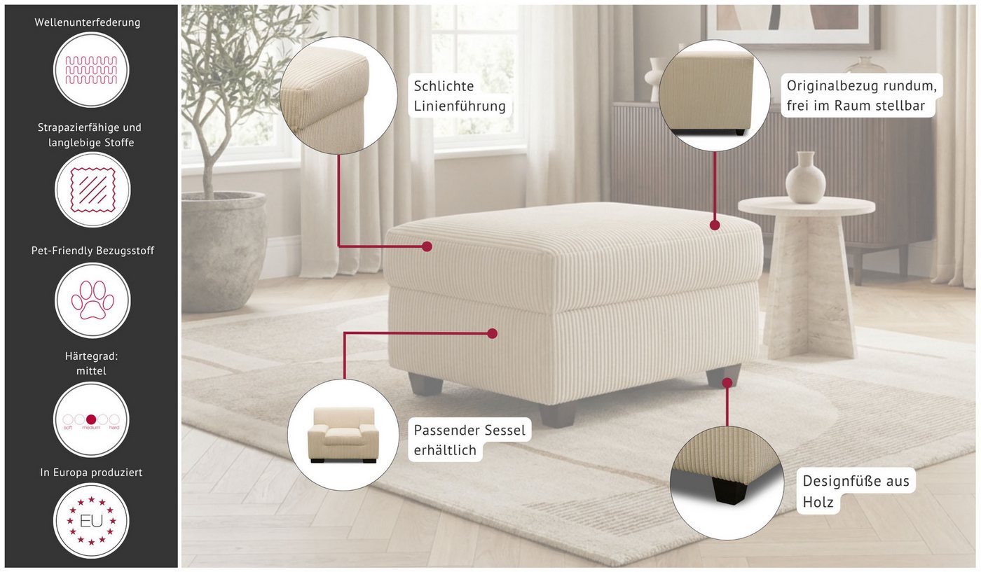OTTO home Hocker Faxe, Polsterhocker passend zum Sofa, Breite 67 cm, individuell kombinieren – Bild 3 von 5