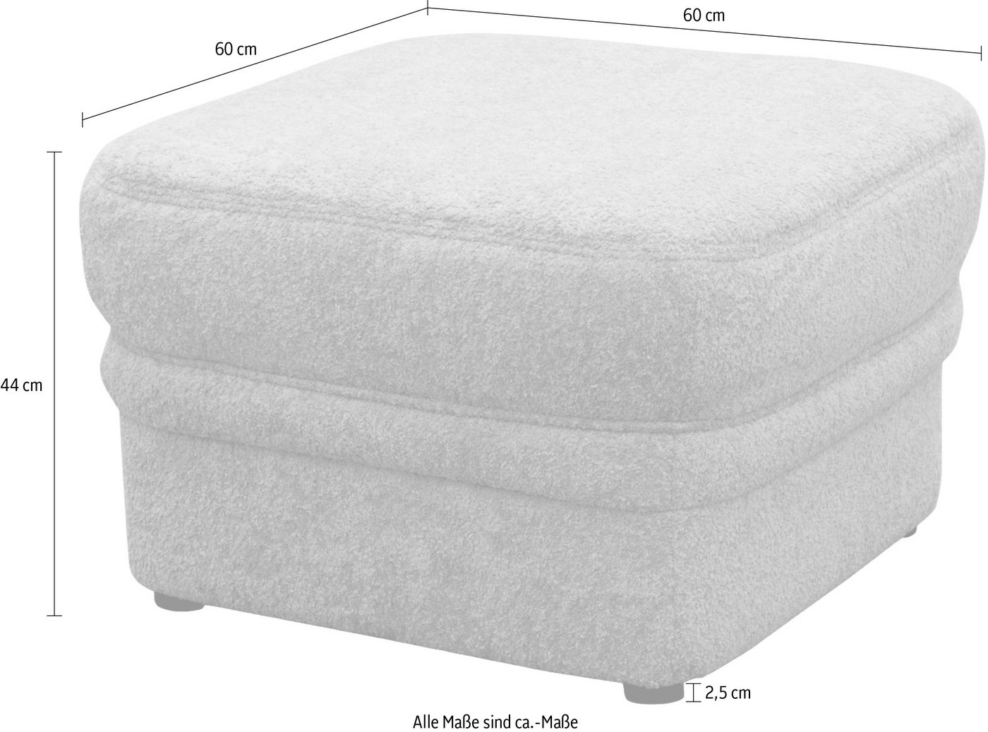 OTTO home Hocker Nyborrg 60 cm, formschönes Design für ein modernes Zuhause, Polsterhocker passend zum Sofa, Breite 60 cm, individuell kombinieren – Bild 5 von 5
