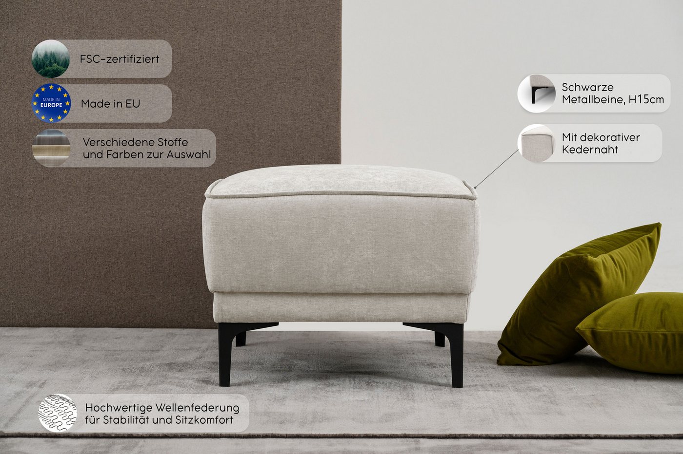 OTTO home Hocker Oland Luxus-Microfaser Polsterhocker – Bild 3 von 5