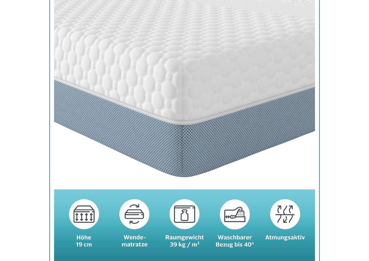 Hybridschaum-Matratze Matratze,7 Zonen, Schaummatratze, ergonomische Schulterzone, OTTO home, 19 cm hoch, Matratze Flipper Matratze 90x200, atmungsaktiv, Wendem – Bild 5 von 5